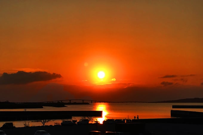 宮古島オフィスから見る夕焼け